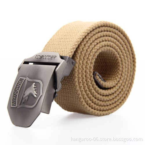 Woven Military Belt With Metal Buckles